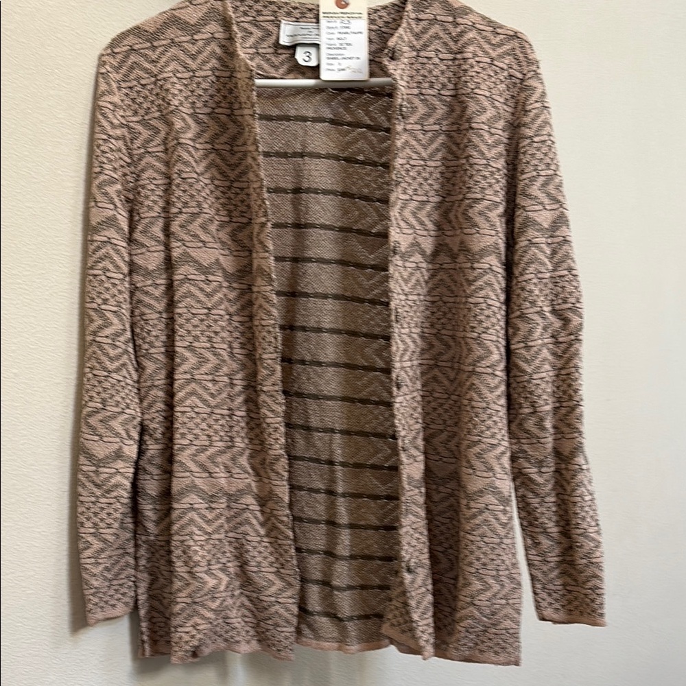 Brenda French Patterned Tan Sweater NWT